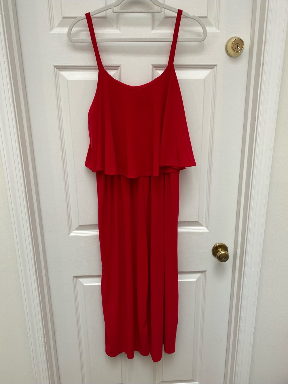 Rolla Coster Red Ruffle-Overlay Sleeveless Jumpsuit - Large